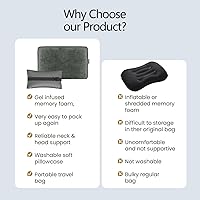 Vista 7 de Compressible Camping Pillow, Memory Foam Pillow for Backpacking, Travel -Neck Lumbar Support, Lightweight Compact Pillow with Washable Pillowcase