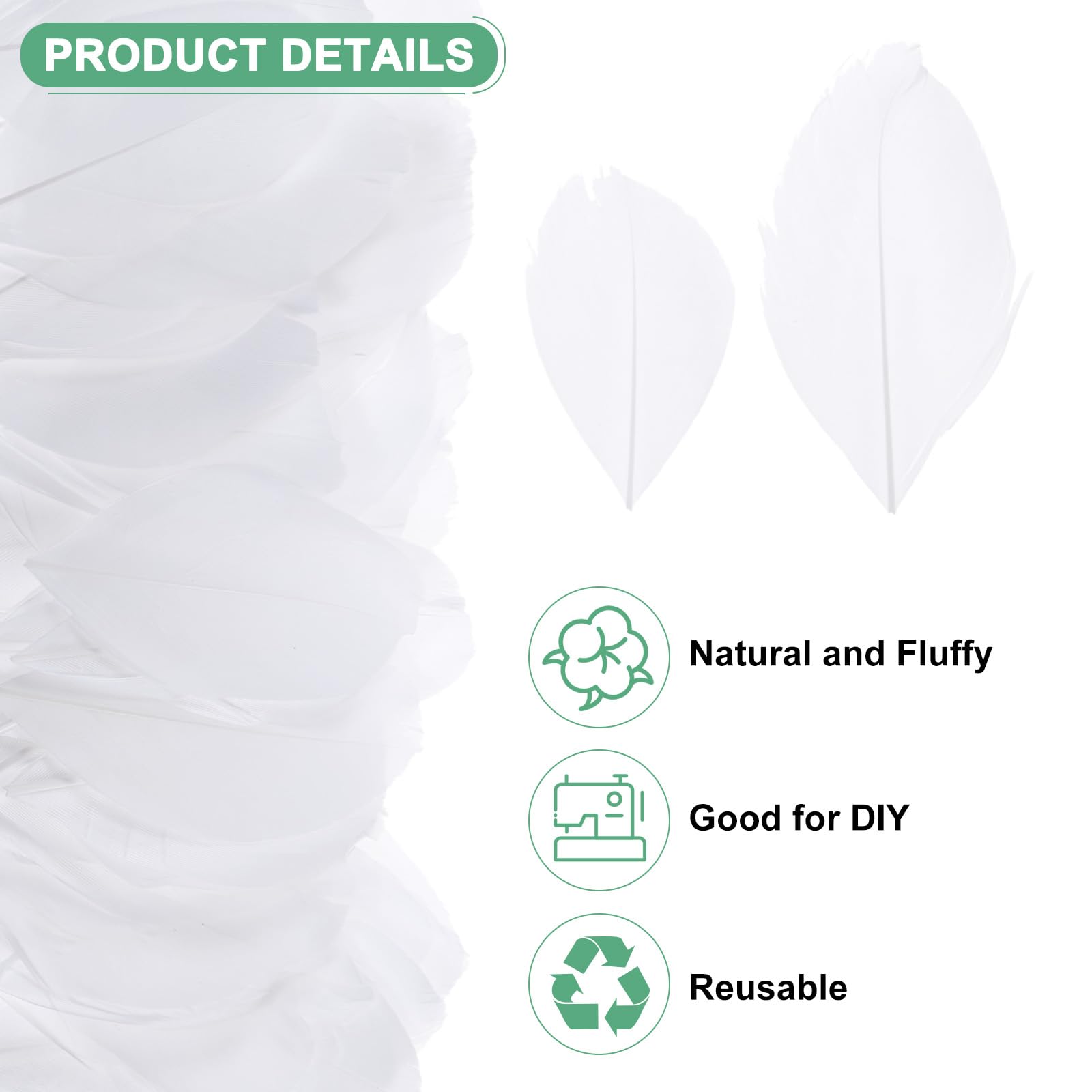 M METERXITY 100-Pack Goose Feathers - Image 2