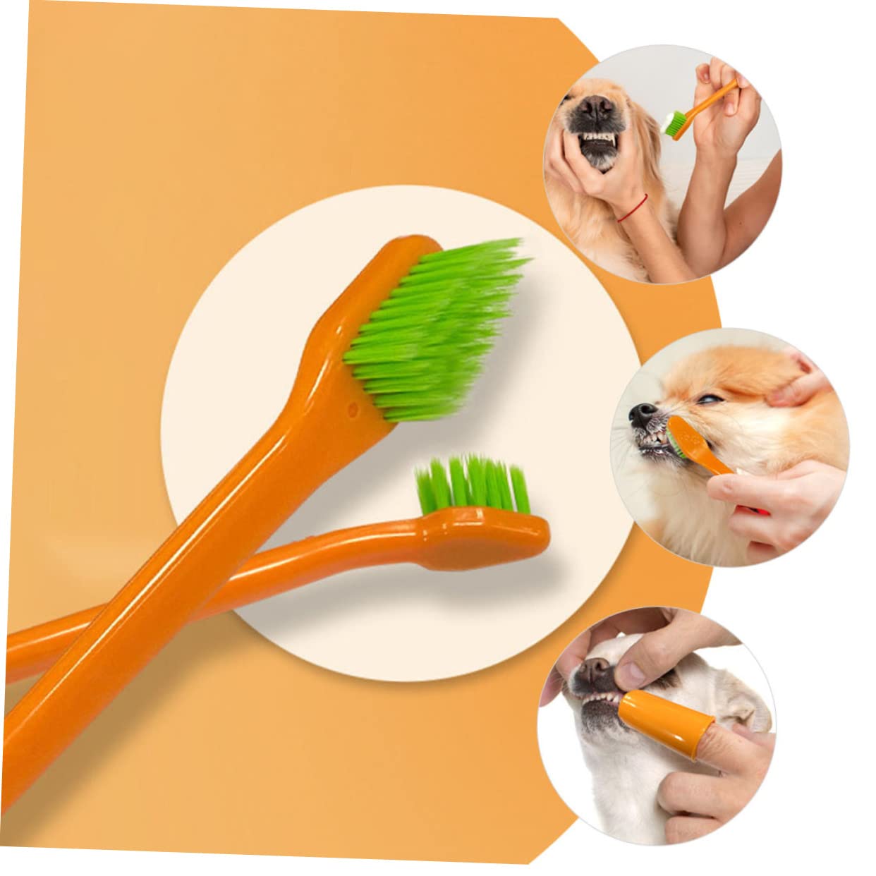 Totority Pet Oral Care Kit Dual Sided Finger Toothbrush Easy to Use for Cats Dogs