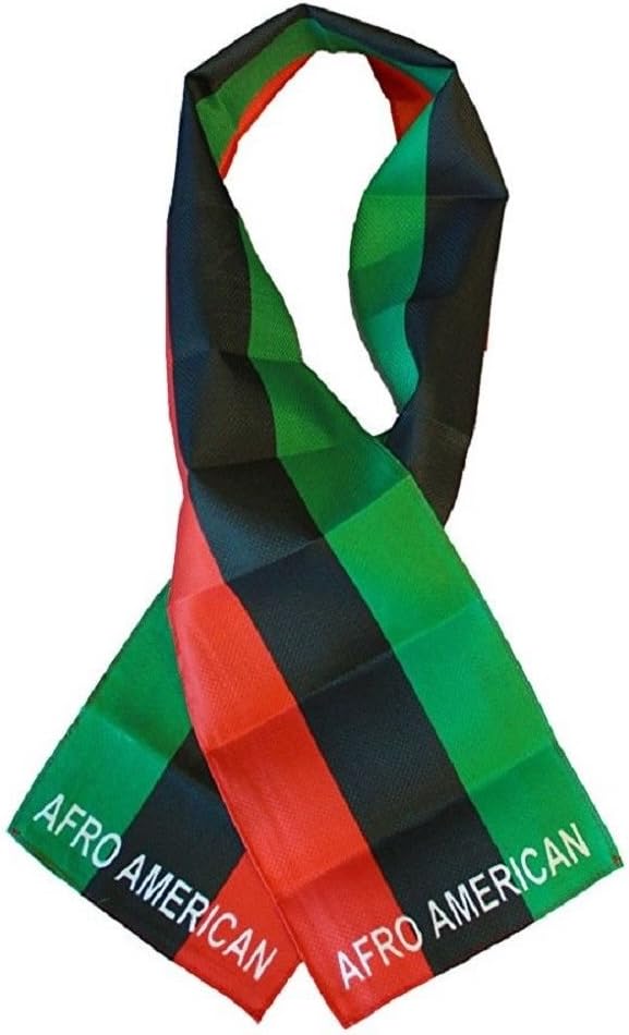 K's Novelties Set of 6 Afro African American Lightweight Flag Printed Knitted Style Scarf 8"x60"