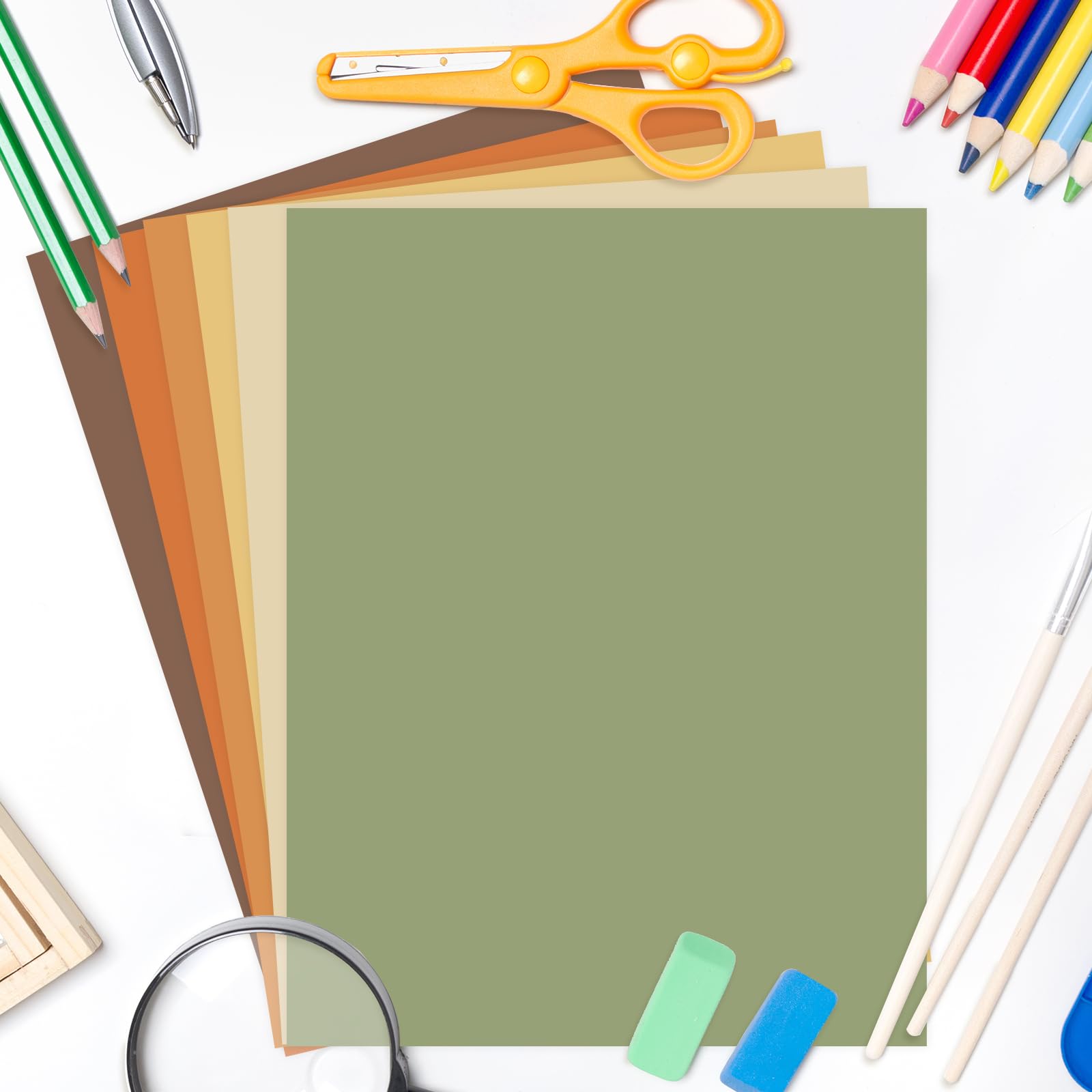 FYSUIMU 60 arkuszy różnych jesiennych kolorów boho papier na karty pomarańczowy zielony brązowy żółty papier do scrapbookingu na jesień Święto Dziękczynienia wydruki DIY artykuły rzemieślnicze, 20 x