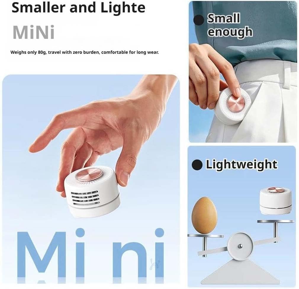 Portable Silent Mini Bladeless Electric Fan Clip On, Tragbarer Clip Ventilator, 3 Geschwindigkeiten Taillenclip-Ventilator, Aufladbar Mini-Clip-Taillenhals-Ventilator für Sommer Reise Outdoor，Blau
