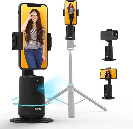 SKYVIK SIGNI Smart AI Auto Face Tracking Stand with Mobile Holder/Auto 360° Phone Rotation/for Video Reels Vlogging/Start...