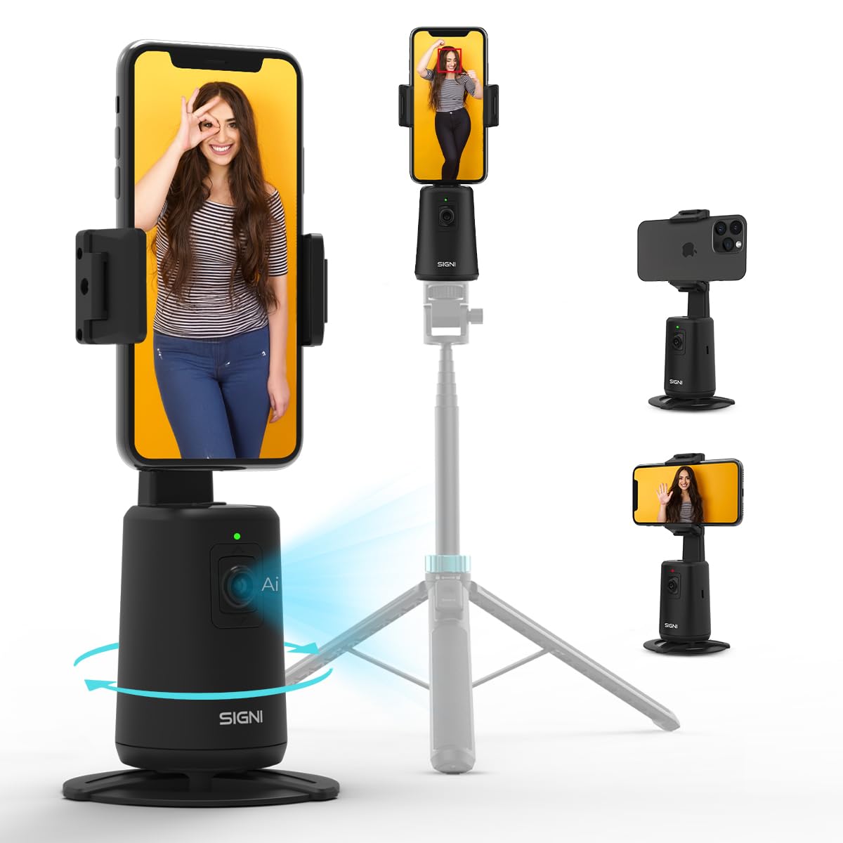 SKYVIK SIGNI Smart AI Auto Face Tracking Stand with Mobile Holder/Auto 360° Phone Rotation/for Video Reels Vlogging/Start... - Review, Price and Buying Guide