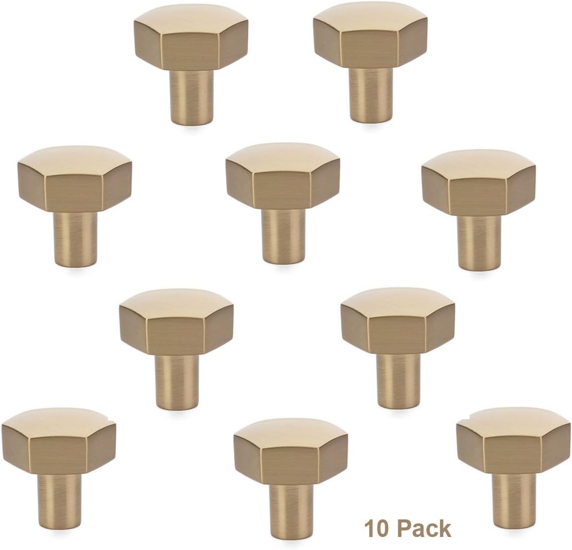 Emtek 86457US4 Urban Modern 1-1/8 Diameter Mod Hex Geometric Knob (10 Pack) - Satin Brass