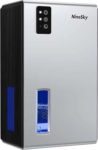 NineSky Deshumidificador para el hogar, tanque de agua de 85 onzas, (800 pies cuadrados), deshumidificadores para baño y dormitorio con apagado