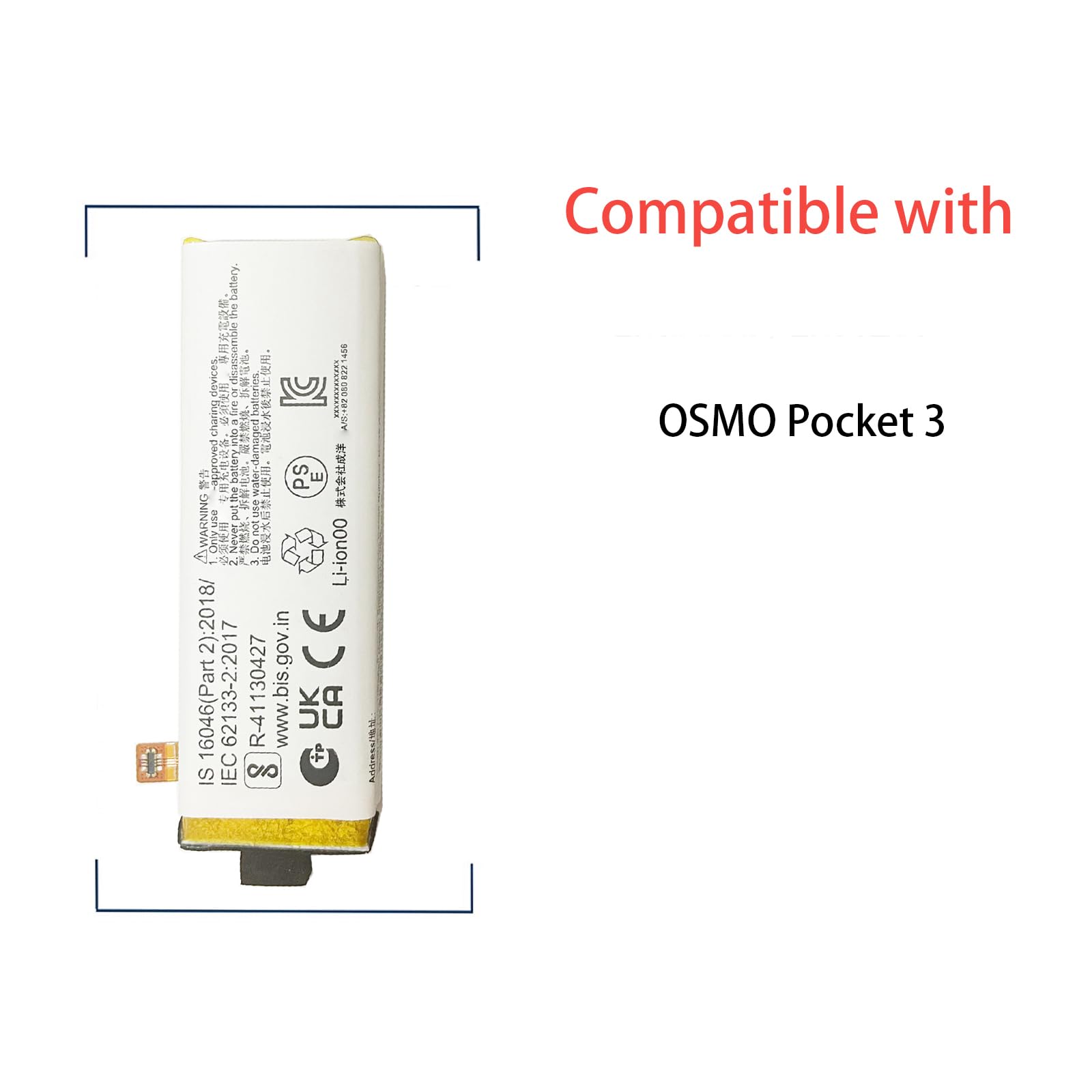Batteria di ricambio OSMO Pocket 3, 1300 mAh, 7,7 V, compatibile con OSMO Pocket 3