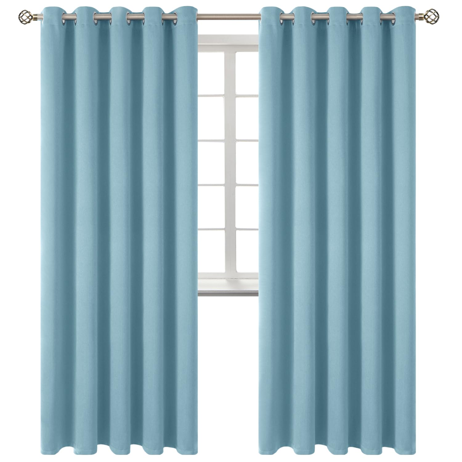 BGment Greyish Blue Room Darkening Curtains 84 Inch Long - 2 Panels