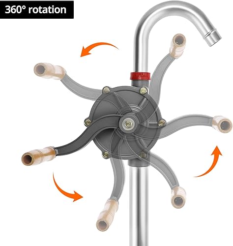 Miniatura 4 de QWORK Bomba de mano rotativa de tambor de aluminio, bomba de barril, manivela de mano, aceite de gas, bomba de tambor de aceite rotativo para 5, 15,