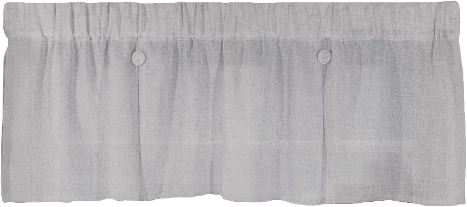 Shannon 52 Inches Wide x 15 Inches Long Polyester and Linen Sheer Pleated Button Valance Curtain, Gray