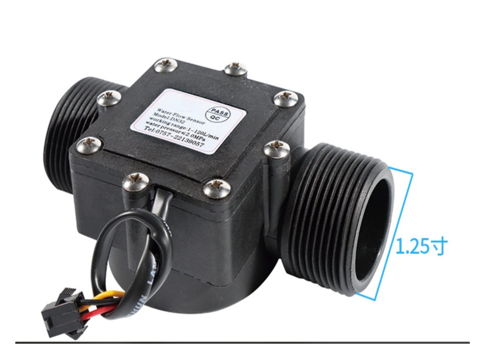 1/2 "3/4" 1 "1-1/2" 1-1/4 "2" Sensor de Agua Sensor de Flujo de Flujo Medidor de Flujo de Flujo de Agua 2.0MPA Interruptor DC 5-18V (Size : 1-1/4")