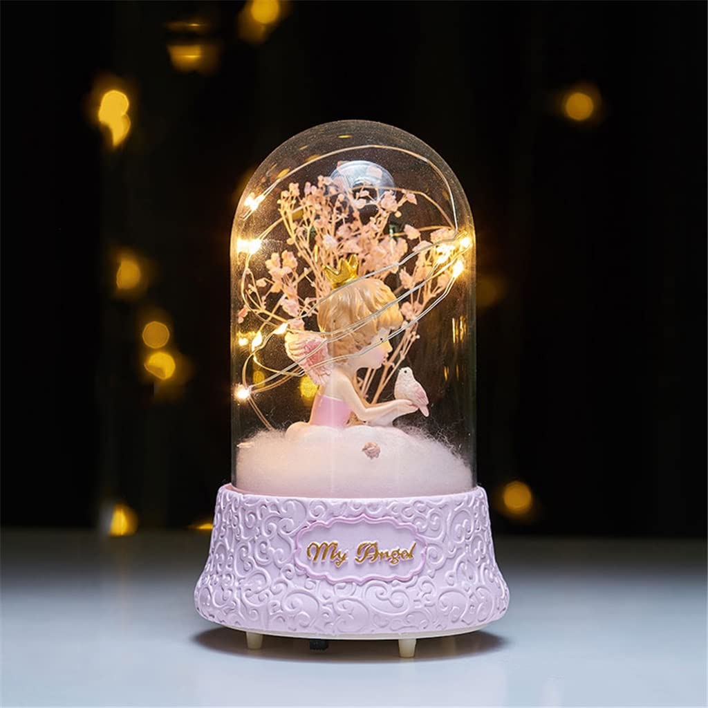 DKIUGL Crystal Ball LED Music Box Girl Birthday Gift Home Decoration Child Princess Dancing Sky