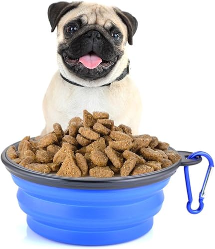 Miniatura 4 de Cuencos plegables para perros, paquete de 4, cuenco portátil para agua y comida de viaje con clip de mosquetón para perros y gatos, ideal para