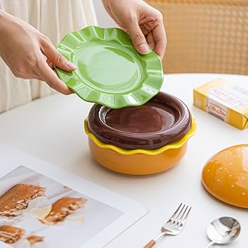 油彩『Burger Set』 Amazon.com | Ceramic Joe 6-layer Cheese Beef Burger Shaped