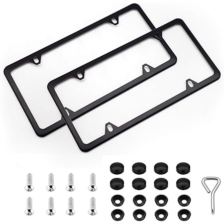 Stainless Steel Universal Black License Plate Frame Tag Cover Screw Caps 2PCS - Foto 10