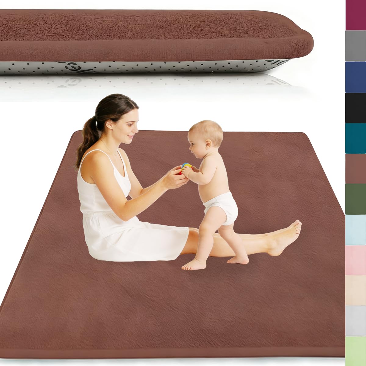 Tappeto Gioco Bambini Acolchado 3 cm Extra Spesso, Antiscivolo, Ideale per Pavimenti e Box Neonato, Palestra Neonati, Tappeto Tummy Time Neonati, Regalo Neonato Marrone caffè 130 x 190 cm