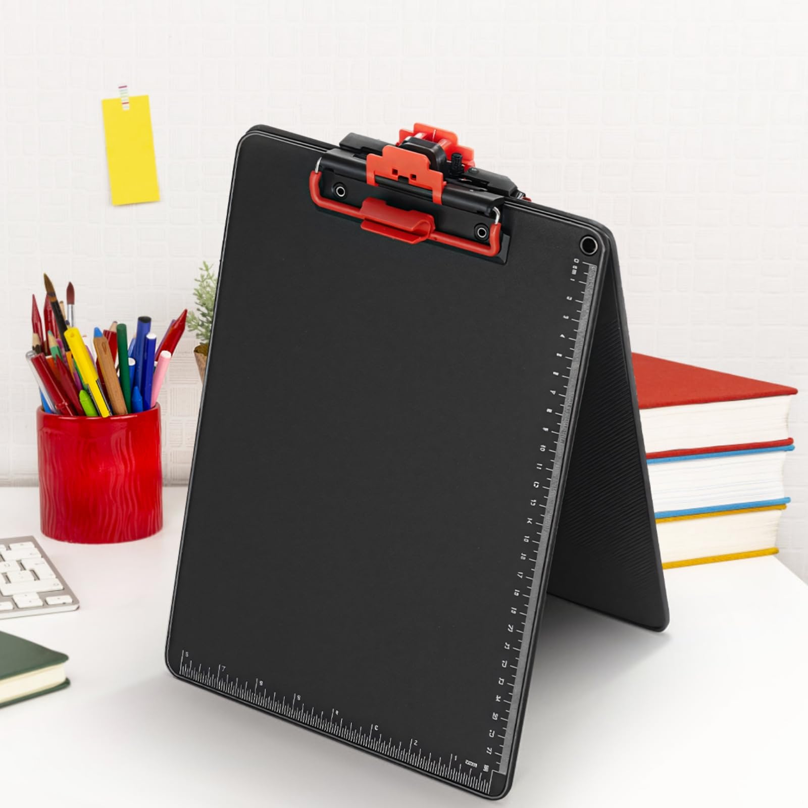 Portablocco in alluminio con portapenne, confezione da 4, formato A4, resistente, per ufficio e scuola
