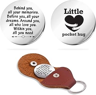 Behind You All Your Mermories Pocket Hug Token Gift, Long Distance Relationship Keepsake Stainless Steel Double Sided，Pocket Hug Token Gift for Graduation Friends Daughter Son Boys Girl