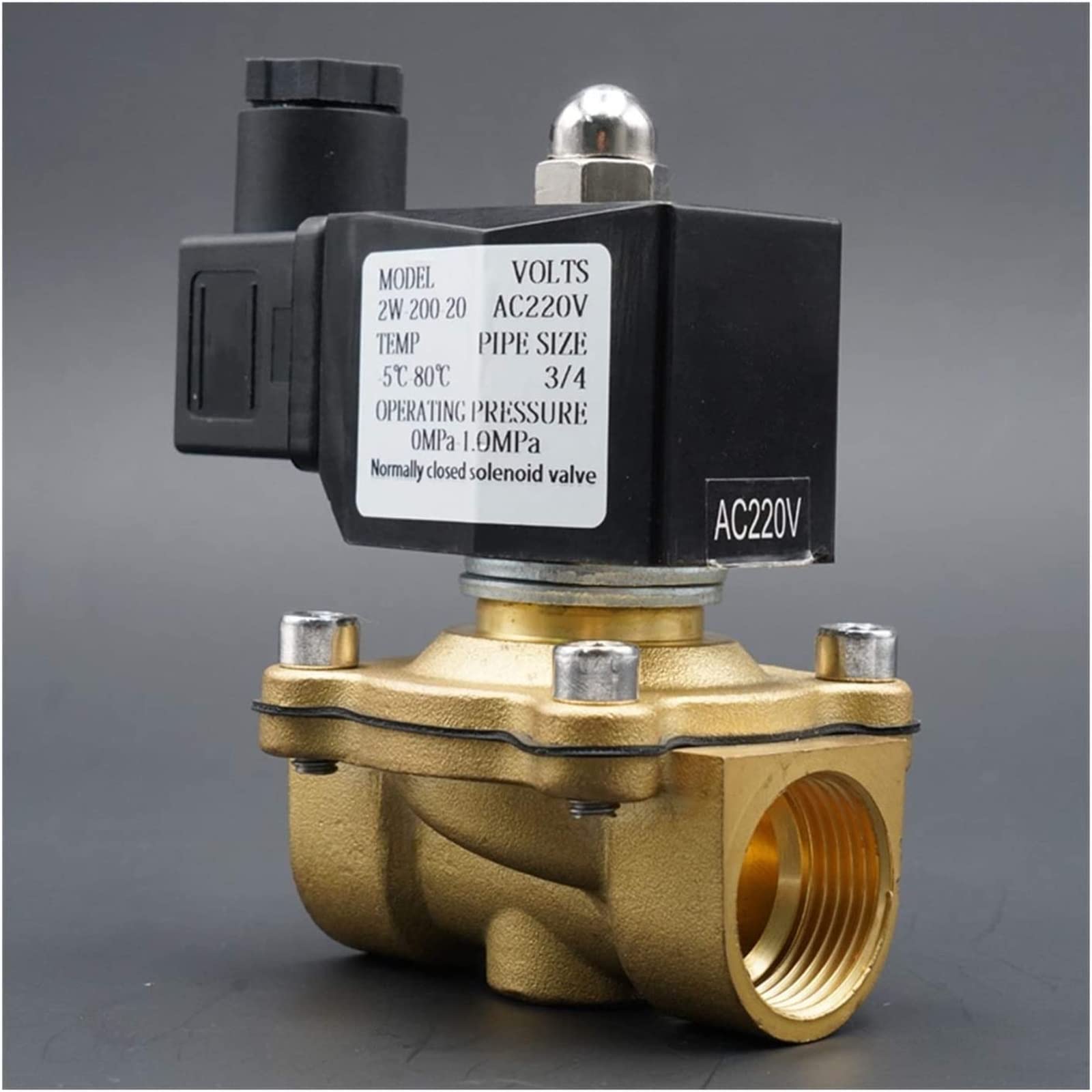 Magnetventil Wasser Normalerweise Geschlossen Messing Ventile 220V 12V 24V Luft Wasser Gas Membran Ventil 1/4 3/8 1/2 3/4 1 2 Zoll Nützlich(Dc12v,3/4Inch)