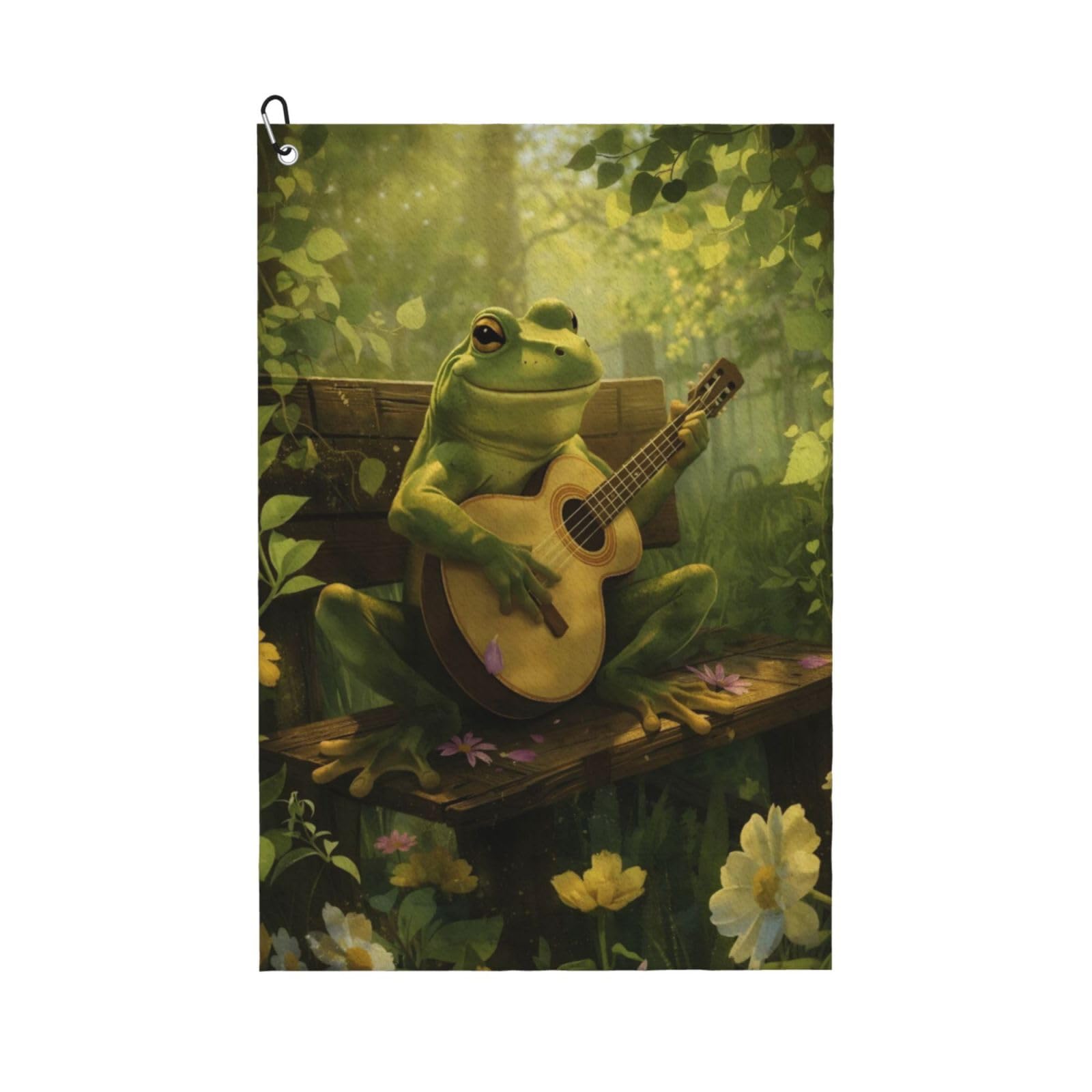 Oudrspo A Frog Playing The Guitar Multi-Functional Golf Towel | Absorbent Quick Drying 16x24in