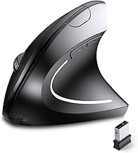 Ergonomic Mouse Wireless,Rechargeable Vertical Mouse with USB Receiver,6 Buttons 800/1200/1600 Computer Mouse for Laptop PC(Right Hand,Black)