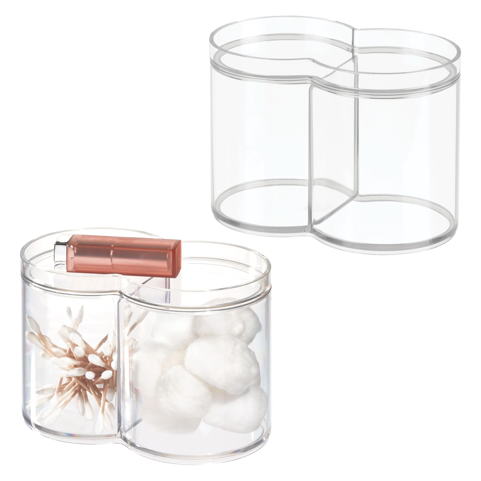 iDesign Stackable Dual Bathroom Vanity or Countertop Storage-Set of 2-Clear Canister, 2 Count