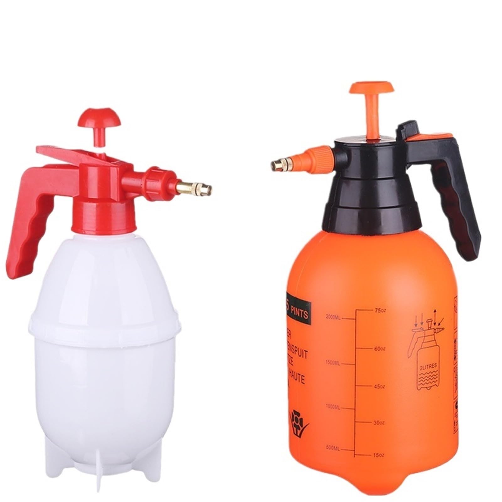DSFIHJO 2-Piece Hand Pressure Water Sprayer Trigger Air Pump Garden Spray Bottle Car Cleaning Watering Can(0.8L White-2L Red)