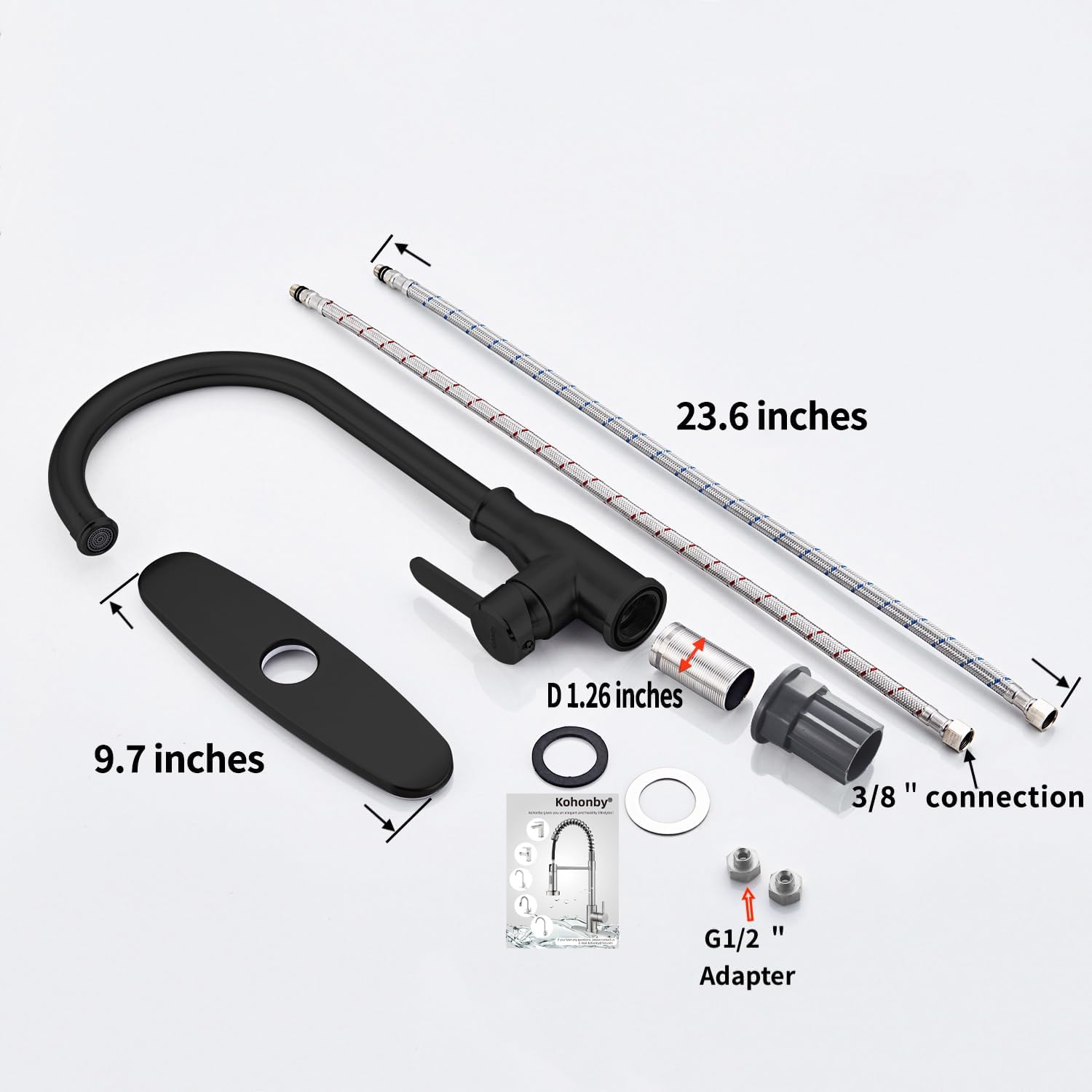 Single Handle Kitchen Faucet Stainless Steel Matte Black, Modern High Arc Kitchen Sink Faucet, Commercial Bar Sink Faucet One Hole with Deck - Image 6