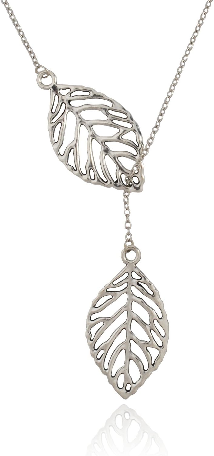 JANE STONE Fashion Pendant Necklace Leaf Y Shaped Statement Jewelry for Women Girls