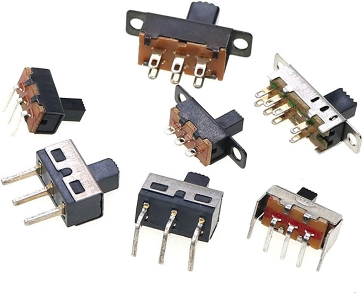 10 pcs Slide Switch Micro-Power Toggle Switch Single and Double-Row Direct-Inserted Horizontal Sliding Second Gear Third Gear(Ss13d08vg5)