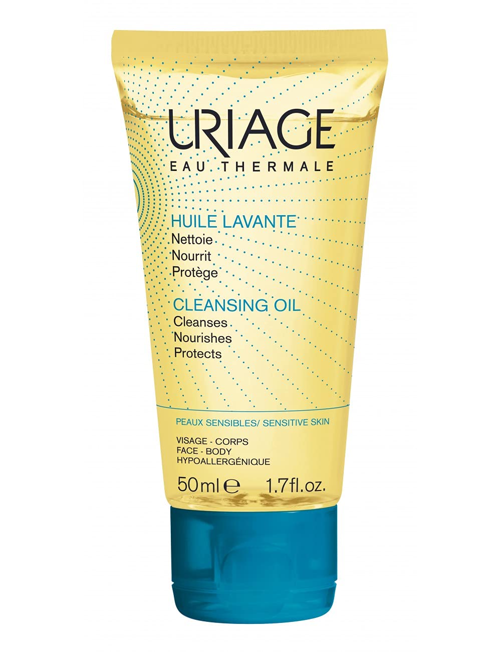 Uriage Shower Oil 50 mL, Face & Body Wash, Dry & Sensitive Skin, Cleanses, Nourishes, Prevents Dryness