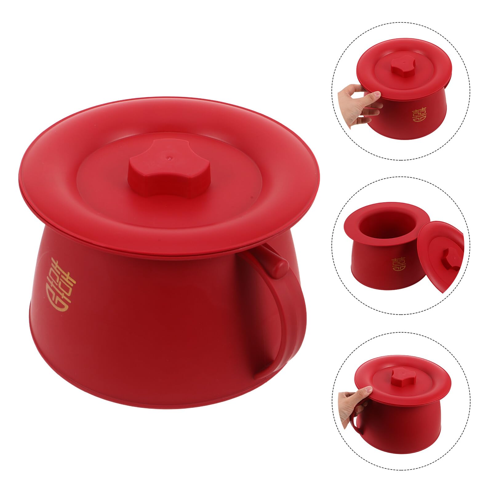 PAMINGONO Orinal Portátil para Pequeños Rojo de Plástico Pp, Bacinilla Ergonómica Estable para Entrenamiento de Baño y Uso en Viaje, Urinario Unisex para Bebés y Postrados en Cama — view 8