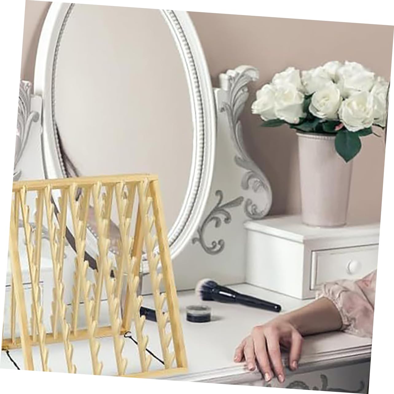 VICASKY Wall-mounted Hair Extension Organizer Wood Thread Rack Braiding Supplies