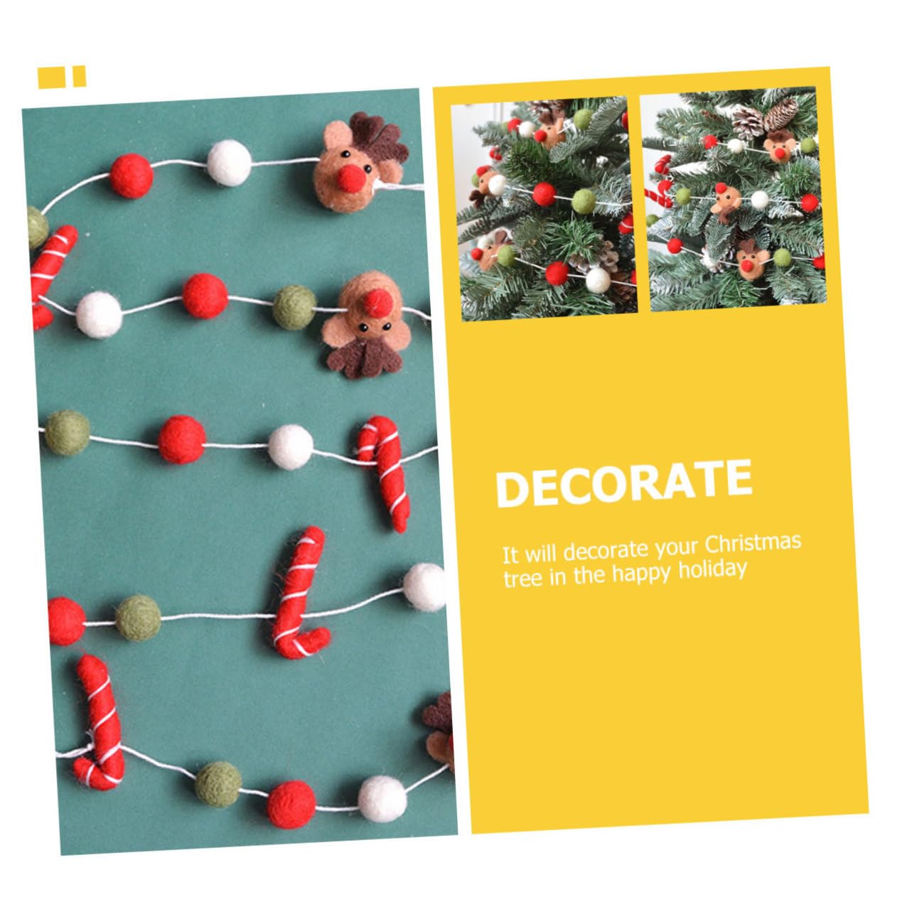IMIKEYA 5 Saiten Weihnachtskugel-spieße Aus Filz Weihnachtsbaum-anhänger Weihnachtsschmuck Weihnachtsbaumschmuck Hängende Verzierung Kamin-pom-pom-Banner Weihnachtsbommelgirlande Füllstoff