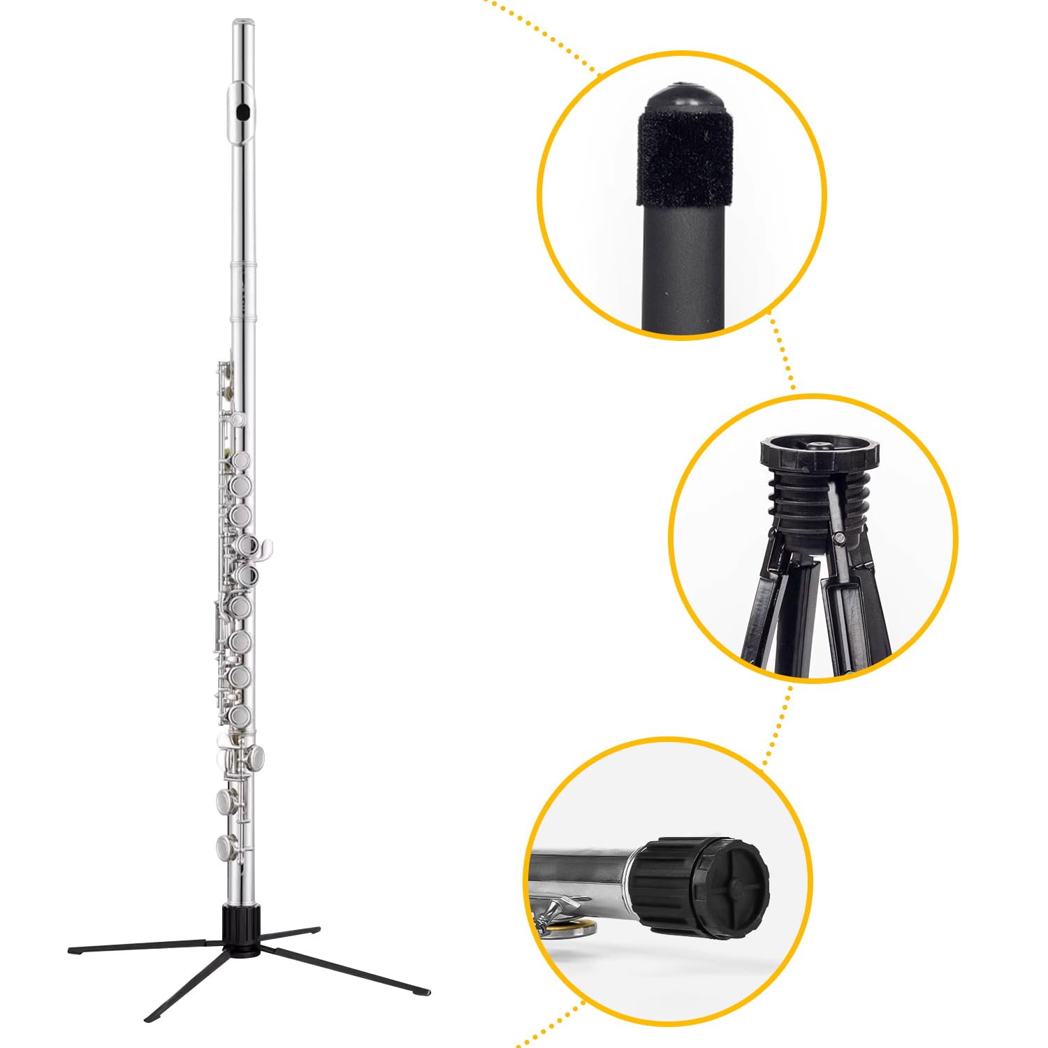 Support de flûte traversière portable en métal - Support pliable - Accessoire pour instruments de musique