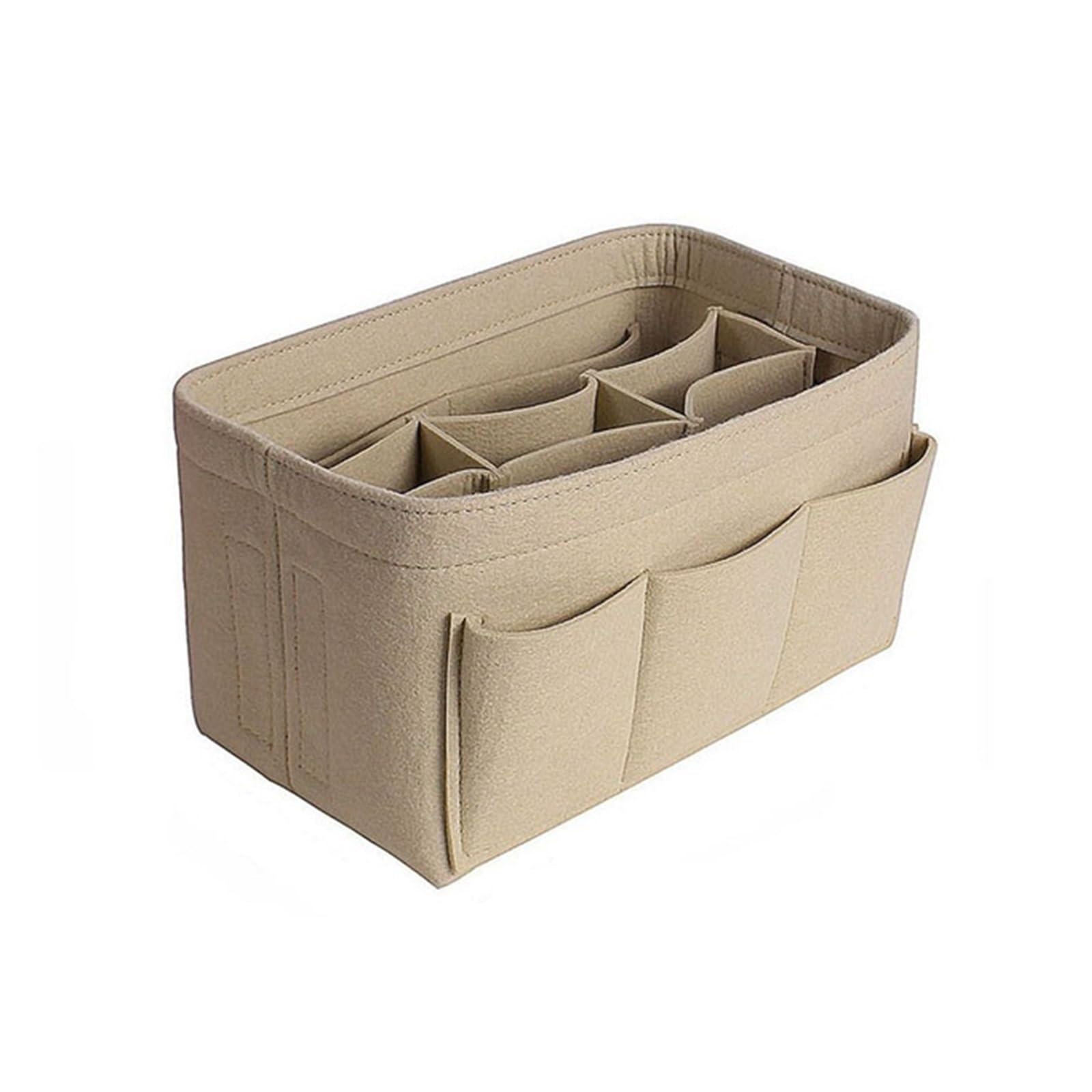 NJIEzhao Felt Handbag Insert Women Bag Cosmetic Bags And Make up Organizer Felt Insert For Handbag Cloth Inner(Khaki,30x16x16cm)