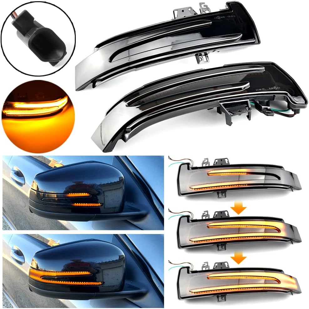 2pcs Dynamic Sequential Blink Compatible with Be-nz W204 CLA A B C E S GLA GLK CLS Class W176 W212 LED Side Mirror Turn Signal Light Assembly