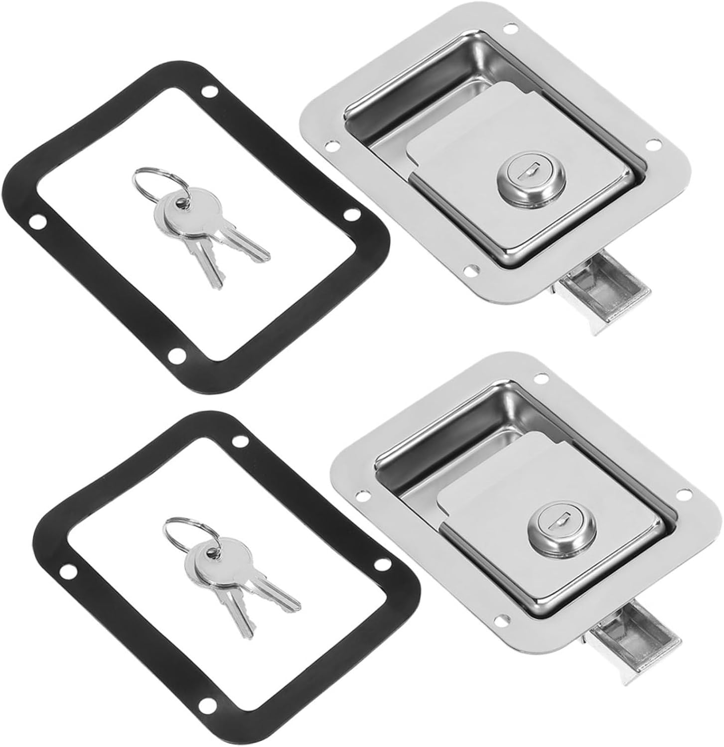 2pcs Stainless Steel Flush Mount Paddle Lock for Truck Trailer Door Latch Toolbox Handle Latch Panel Lock Replacement