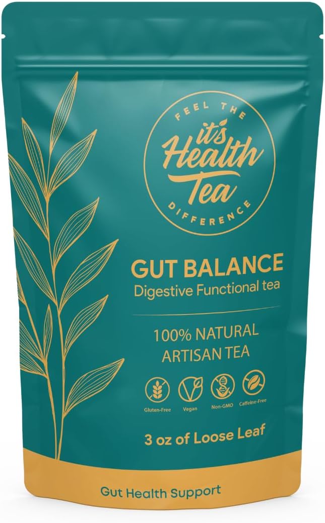 Gut Balance Herbal Tea – Supports Overall Gut Microbiome Health & Occasional Bloating Support | After-Meal Digestive Comfort | Enjoy Hot or Iced | Caffeine-Free Loose Leaf Botanical Blend (35 Unbleached Tea Bags Included)*