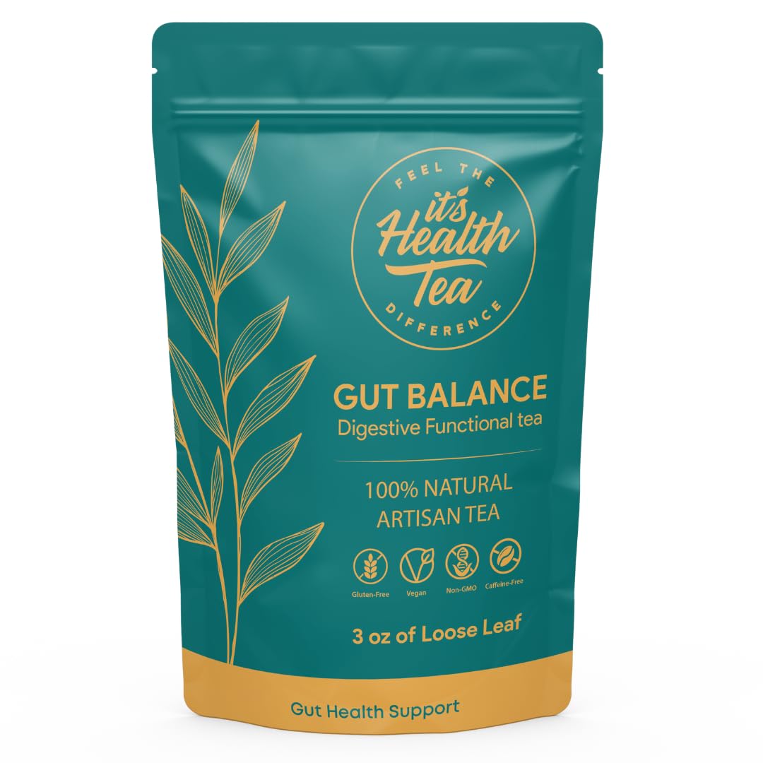 Gut Balance Herbal Tea – Caffeine-Free Digestive Support Tea with Pau d’Arco, Ginger, Cinnamon, and Hibiscus – All-Natural Herbal Blend for Wellness and Harmony