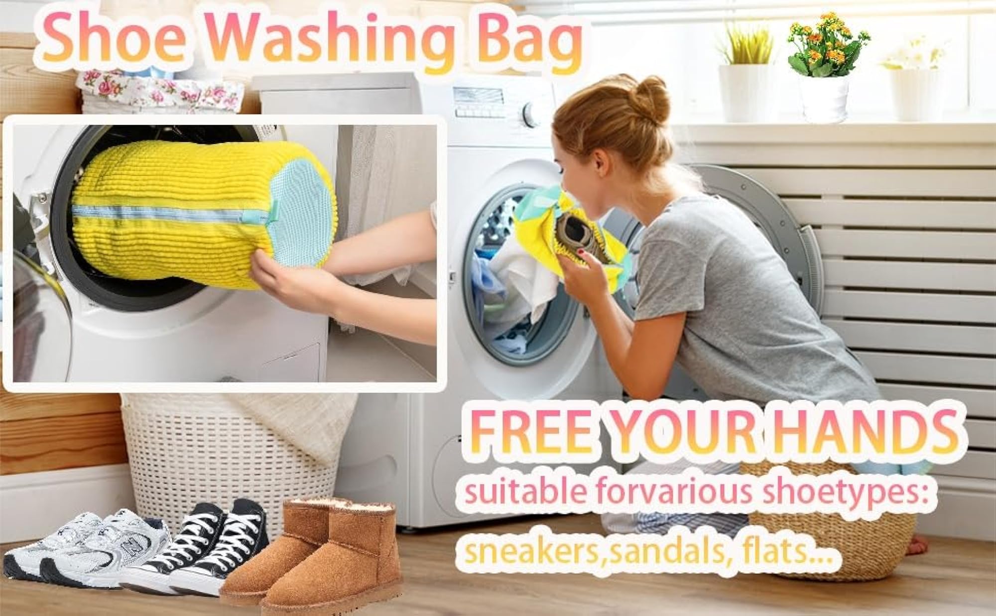 Shoe Washing Machine Laundry Bag, Hidden Zipper Side Opening