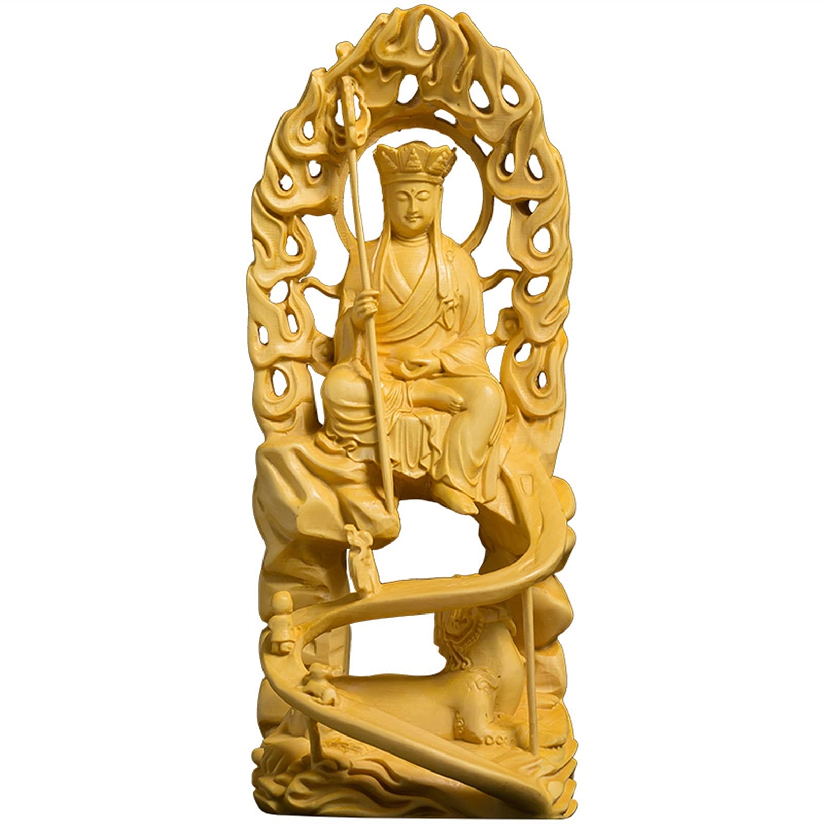 SBCGFY Creative Design Jizo Bodhisattva Statue Wood Carving Buddha Statue Home Decoration Feng Shui Decoration Indoor Statue