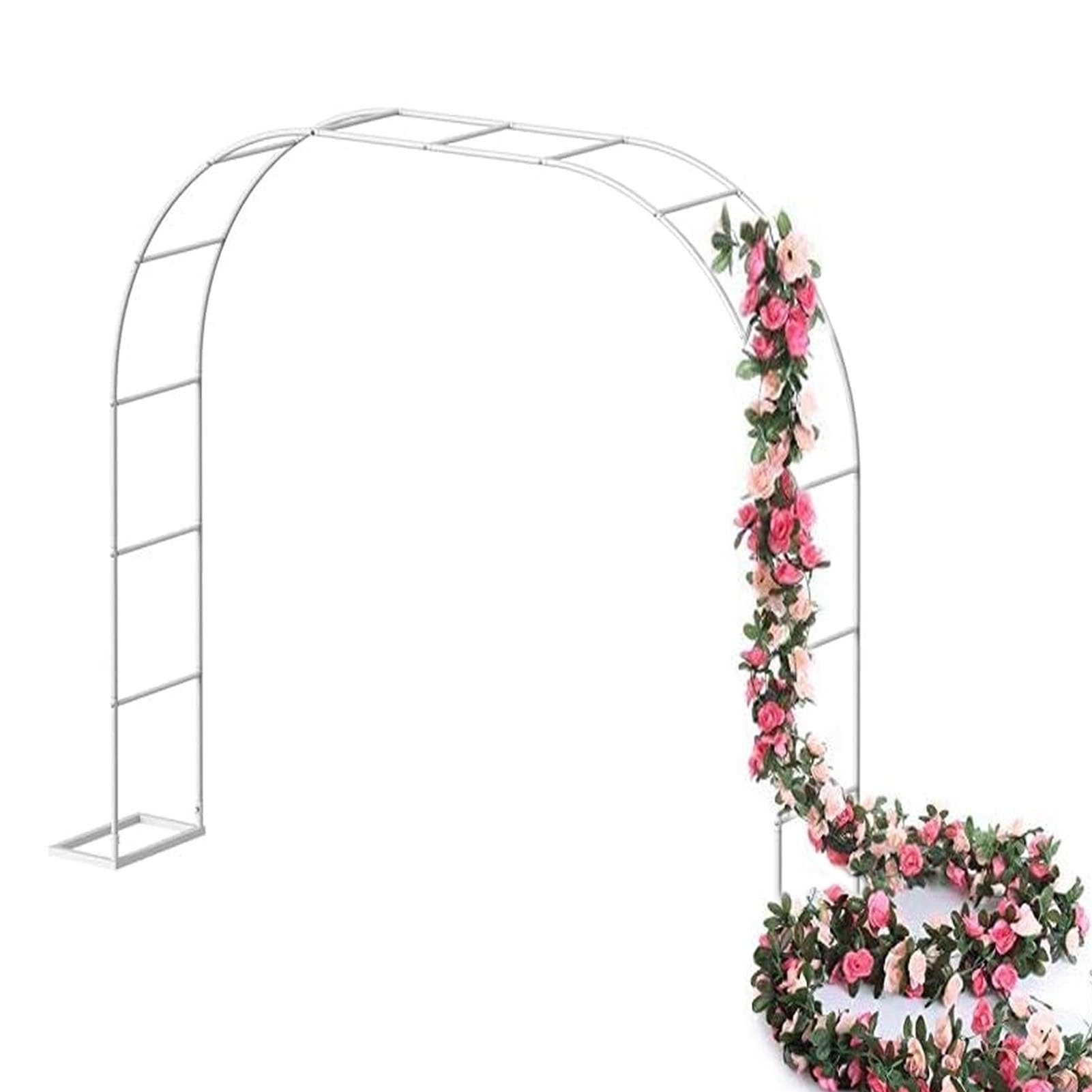 Ten metalowy łuk ogrodowy, 2,2 m, 2,3 m, 2,4 m, pergola, altana, wytrzymała, białe róże, łuki podtrzymujące łuki do roślin pnących, trawnika, patio, łuku ślubnego (rozmiar: 300 x 220 x 40 cm)