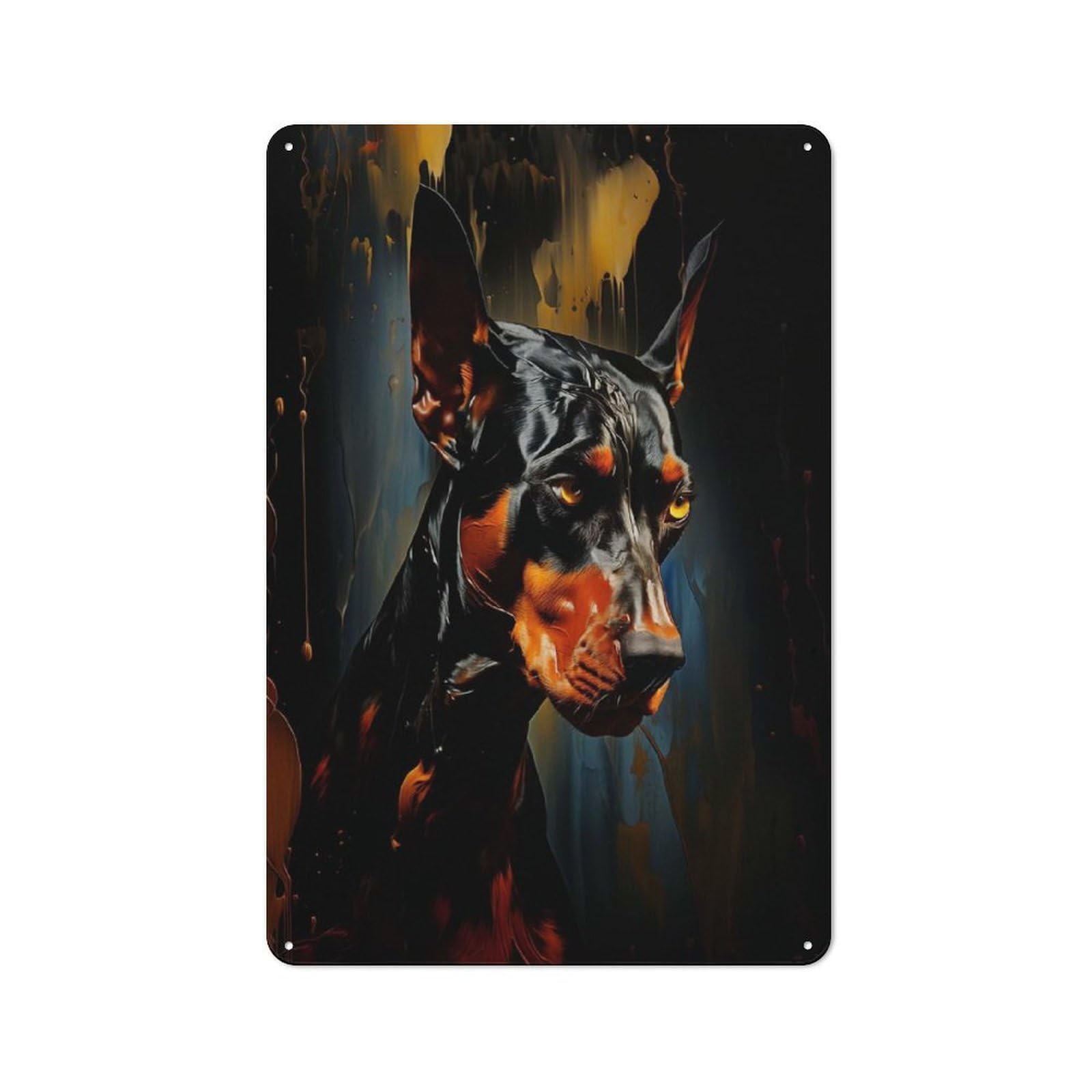 Junmoney Style-23 Retro Dobermann Decorative Metal Plaque 30X20cm, Shed Wall Plaque For Tool Room, Garage, Studio Or Home Bar