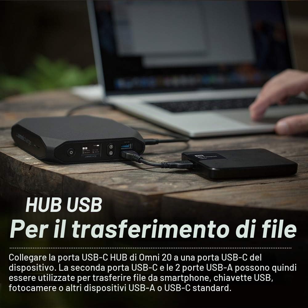 Omni 20c+ Power Bank - 20000mah 100W USB-C/Wireless di Omnicharge per laptop USB-C MacBook iPad Smartphone