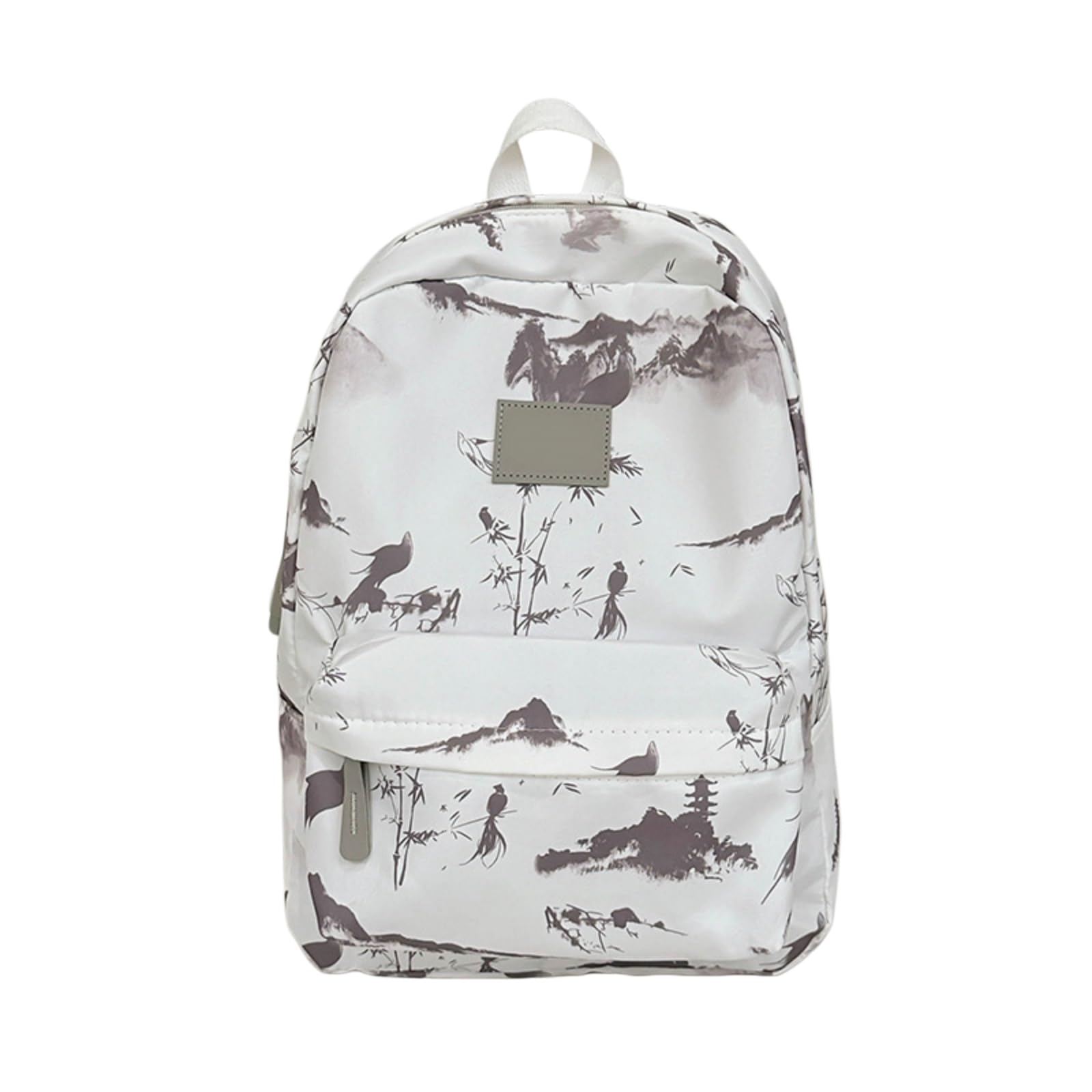 Zaino Inchiostro Paesaggio Stampa Nylon Zaino, Harajuku Stile Grande capacità Borsa Scolastica per Le Donne Uso Giornaliero di Viaggio-Gray