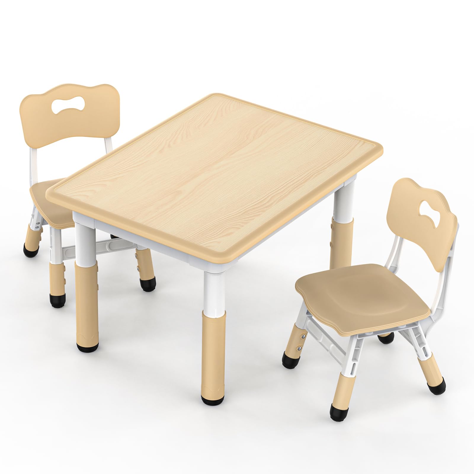 HLPB Kids Table and 2 Chairs Set, Adjustable Height, Graffiti Desktop, Non-Slip Legs, 31.5''L x 23.6''W Toddler Multi-Activity Table for Ages 2-8, Max