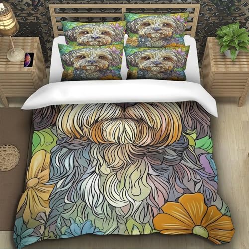 Housse de couette microfibre inaltérable motif chien 3D double