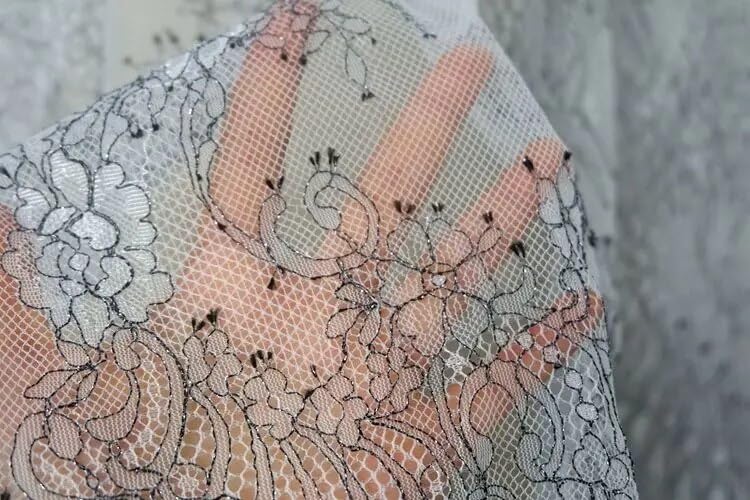 lace 3 Meters Long Bilateral Eyelash Lace Fabric Suitable for Curtains Garment Dress lace (Color : Black 150CM)4