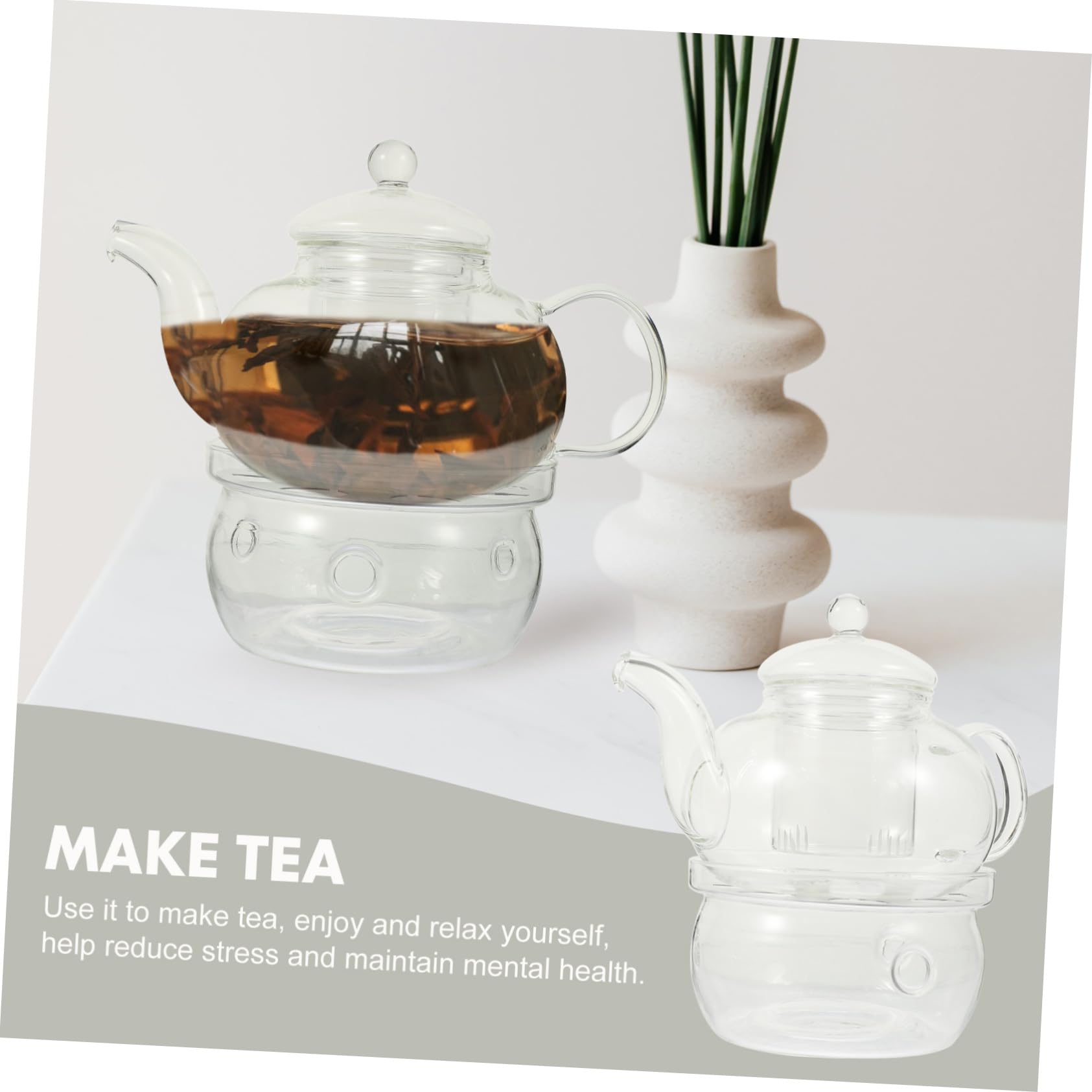 ULTECHNOVO Hitzebeständiges Teeservice aus Glas mit Teekanne Tasse und Kerzenhalter Anti Scalding Funktion Elegantes Design für Chinesische Kung Fu Tee Zeremonien